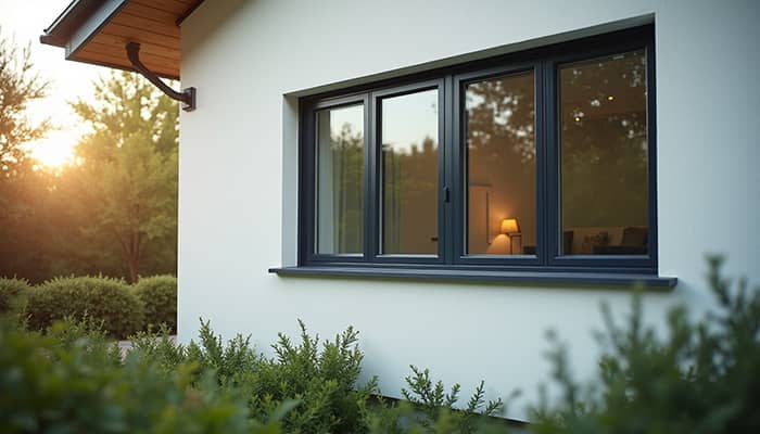 Eye-level view of a modern window installed on a suburban home
