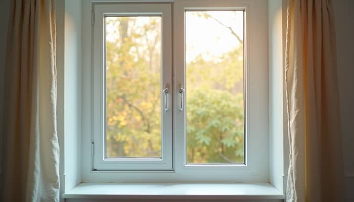 Close-up view of a double-pane energy-efficient window