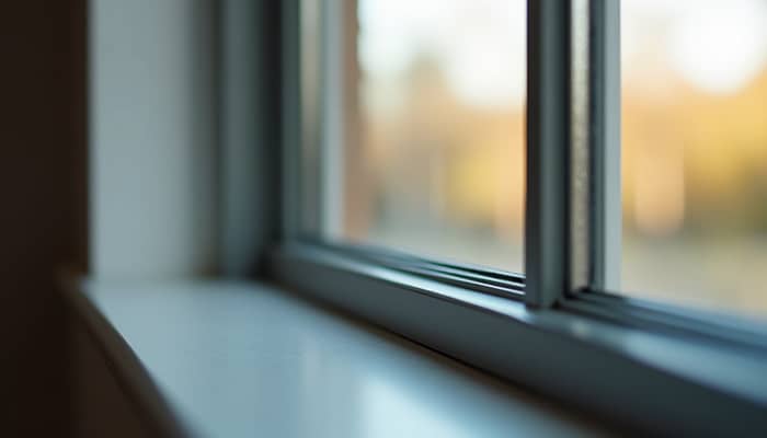 Close-up view of a window frame showing durable materials and craftsmanship